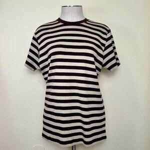 STYLE & CO Brown & Beige Classic Striped Cotton T-Shirt Medium
